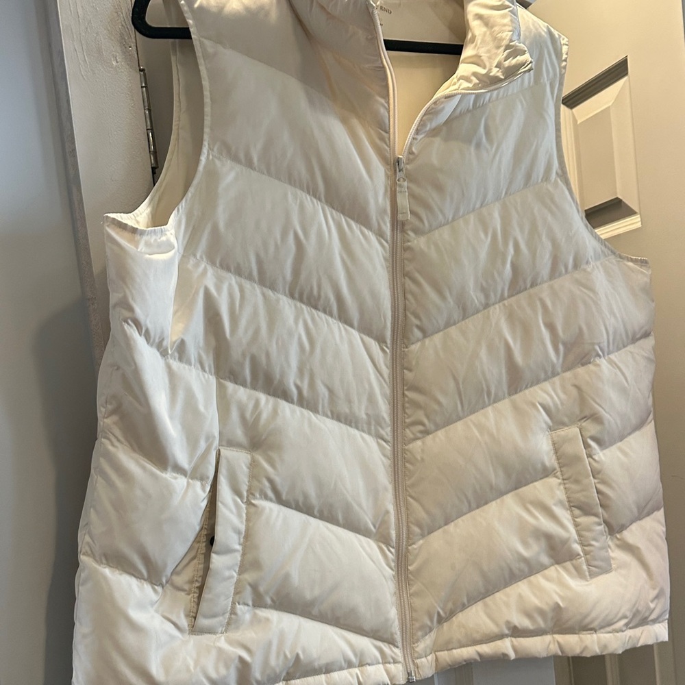 Lands End Women's snow White Down Puffer Vest 2XL EUC